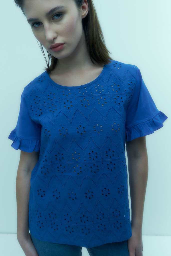 L147GTH3 REMERA ESCOTE BASE CON BRODERIE