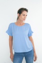 L146GBH3 BLUSA ESCOTE BASE CON VOLADO EN PUÑOS