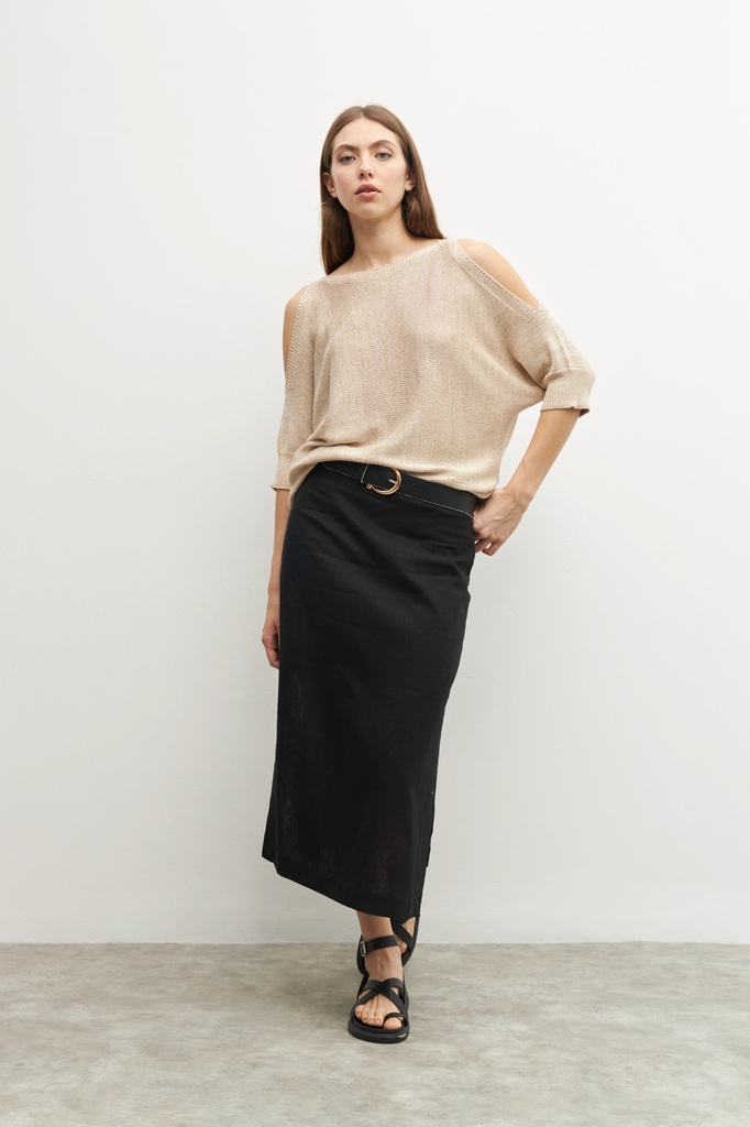L158GKS1 SWEATER LUREX HOMBROS DESCUBIERTOS