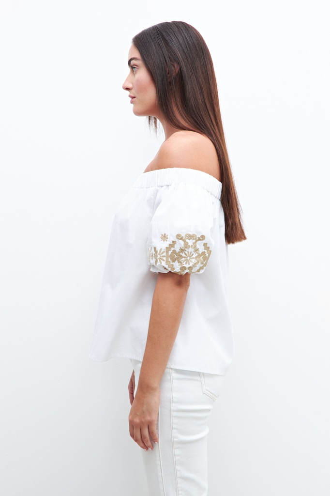 L160GBH10 BLUSA BARDOT CON BORDADOS