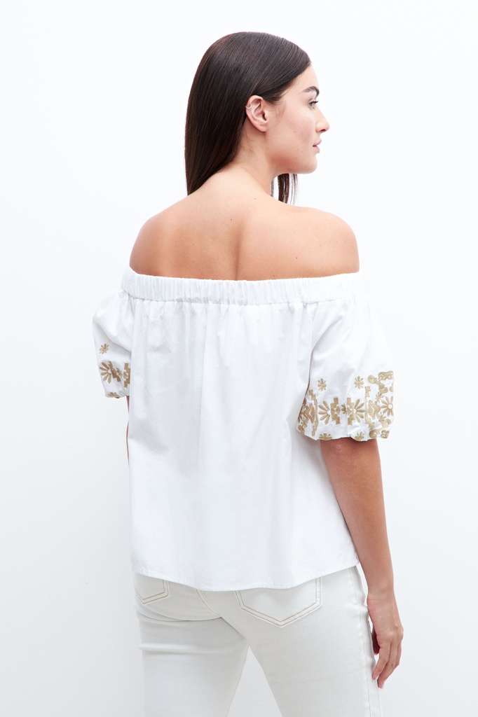 L160GBH10 BLUSA BARDOT CON BORDADOS