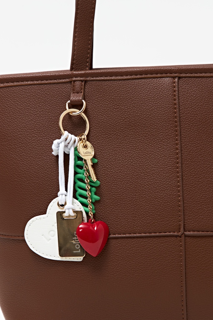 L160ABT1 CARTERA TOTE CON CIERRE Y DIJES