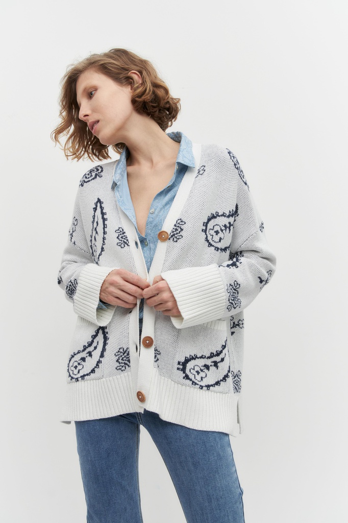 L144GKC1 CARDIGAN JACQUARD ARABESCO