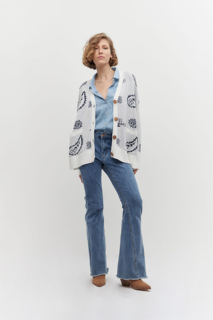 L144GKC1 CARDIGAN JACQUARD ARABESCO