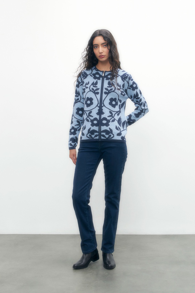 L153GKC2 CHAQUETA TEJIDA FLORAL