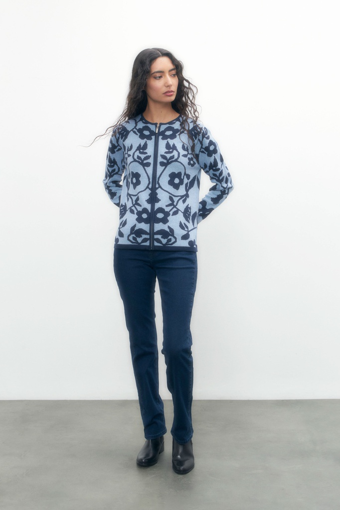 L153GKC2 CHAQUETA TEJIDA FLORAL