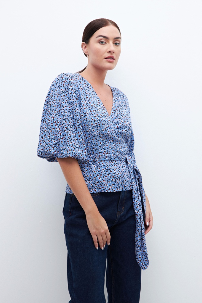 L160GBT6 BLUSA CRUZADA CON ESTAMPA FLORAL