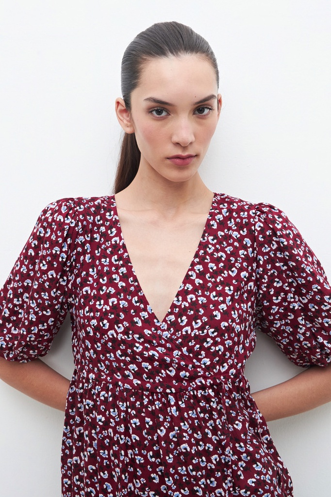 L160GDM3 VESTIDO MIDI ESTAMPA FLORAL