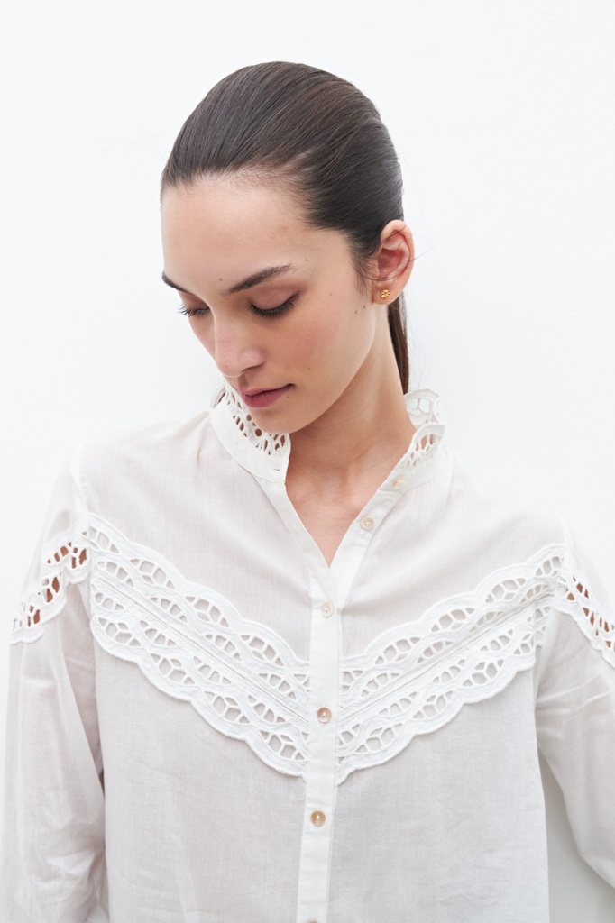 L160GBL10 CAMISA CON PUNTILLA CALADA