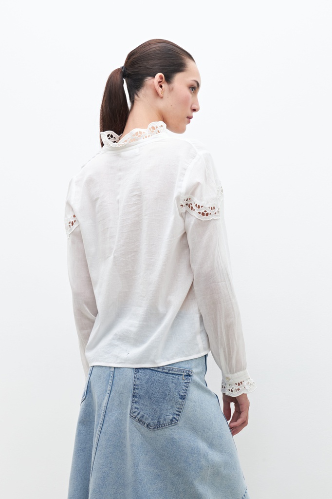 L160GBL10 CAMISA CON PUNTILLA CALADA