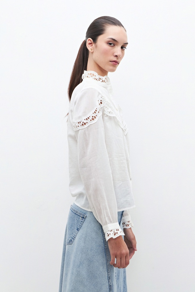 L160GBL10 CAMISA CON PUNTILLA CALADA