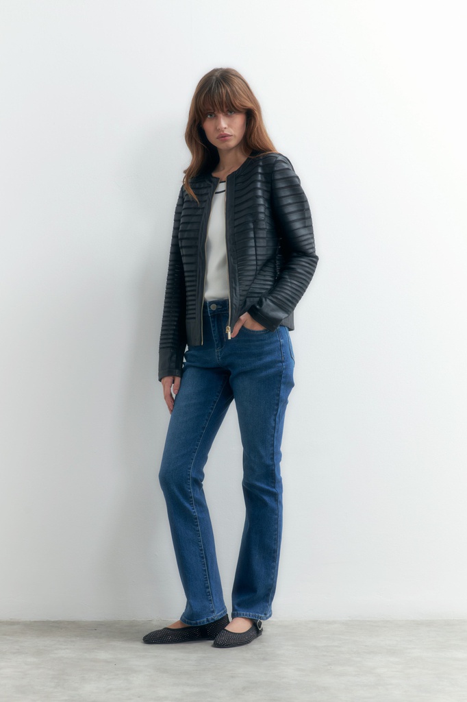 L155GOJ1 CHAQUETA ECO CUERO CON TUL