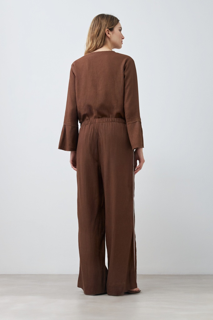 L167GPP7 PANTALON DE LINO CON VIVO EN CONTRASTE