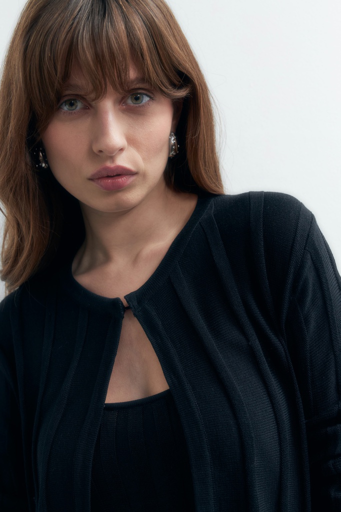 L155GKC4 CHAQUETA TEJIDA CON DETALLE LUREX