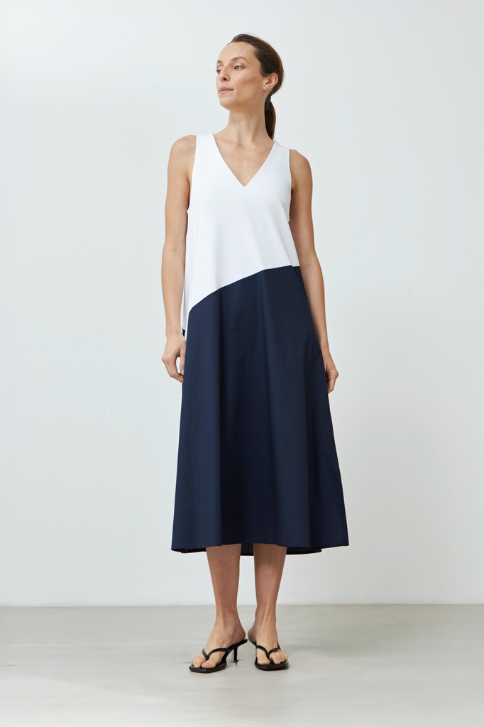 L168GDX11 MAXI VESTIDO BICOLOR