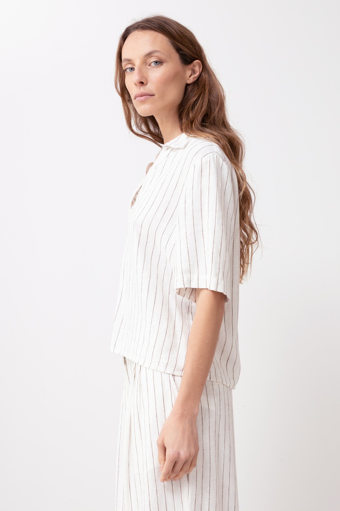 L168GBH4 BLUSA DE LINO RAYADA