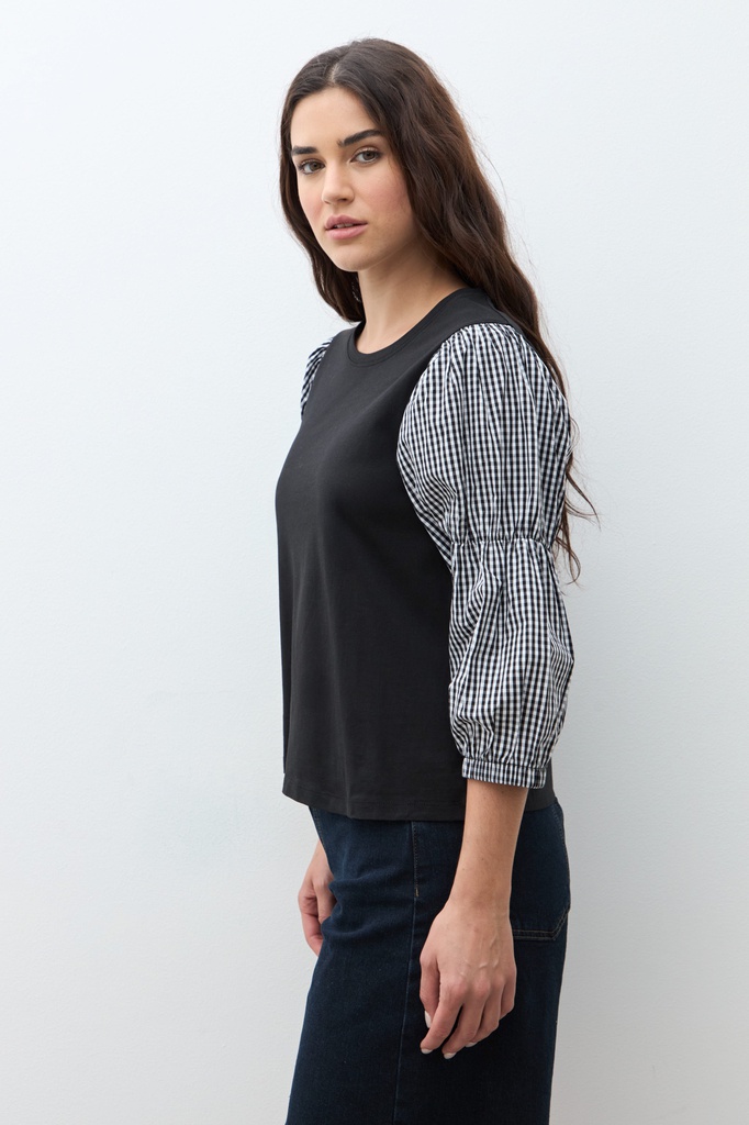 L170GTT1 REMERA CON MANGAS VICHY