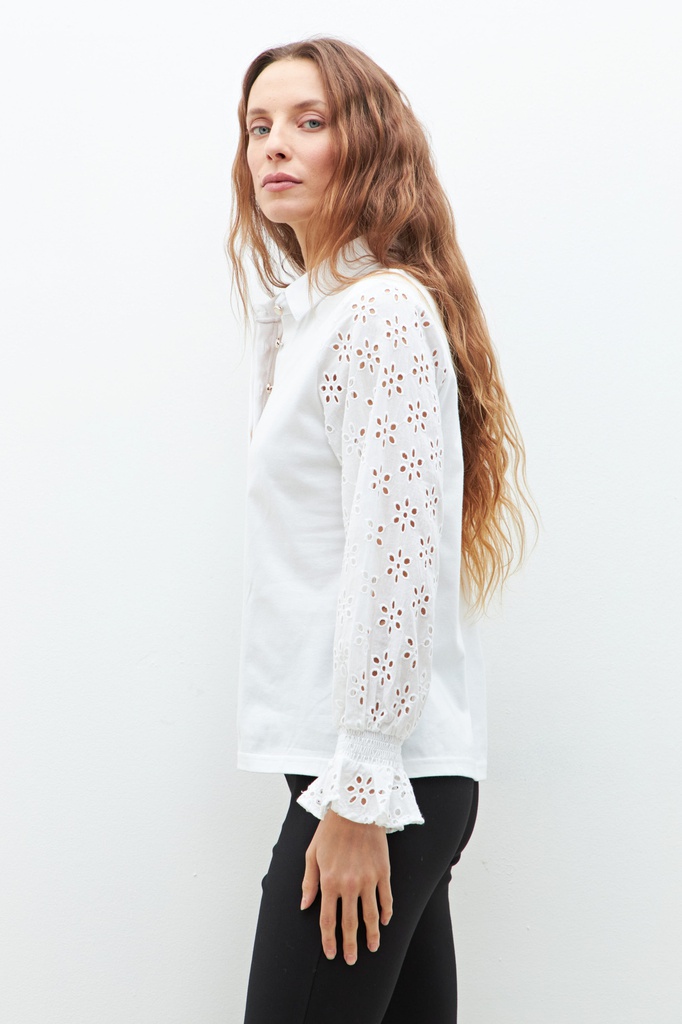 L163GTL2 REMERA CON MANGAS DE BRODERIE