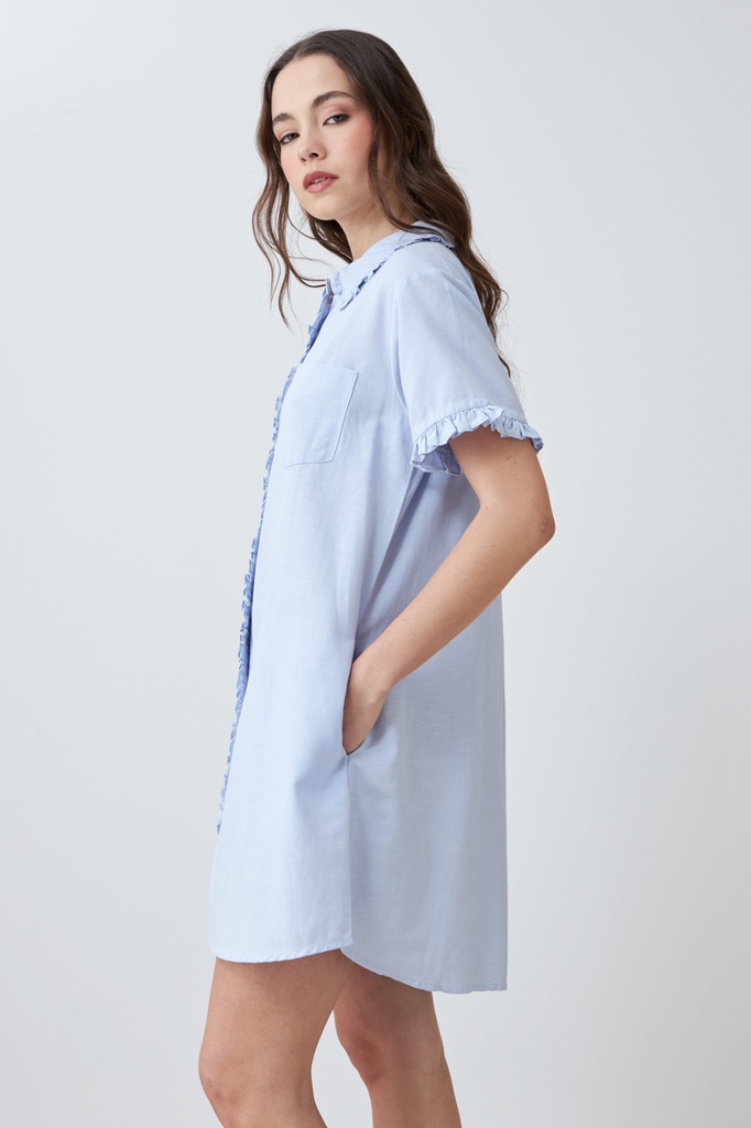 L167GDM5 VESTIDO CAMISERO CON VOLADOS