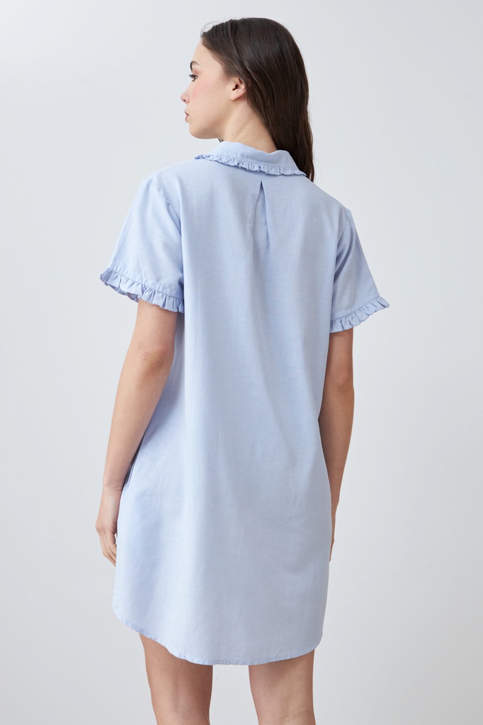 L167GDM5 VESTIDO CAMISERO CON VOLADOS