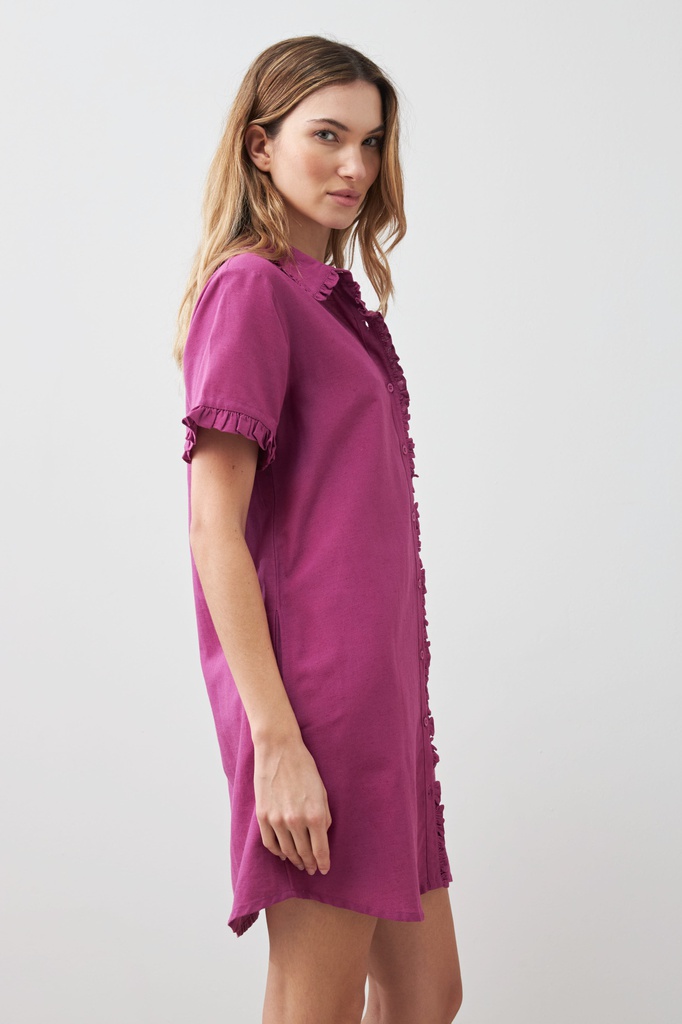 L167GDM5 VESTIDO CAMISERO CON VOLADOS