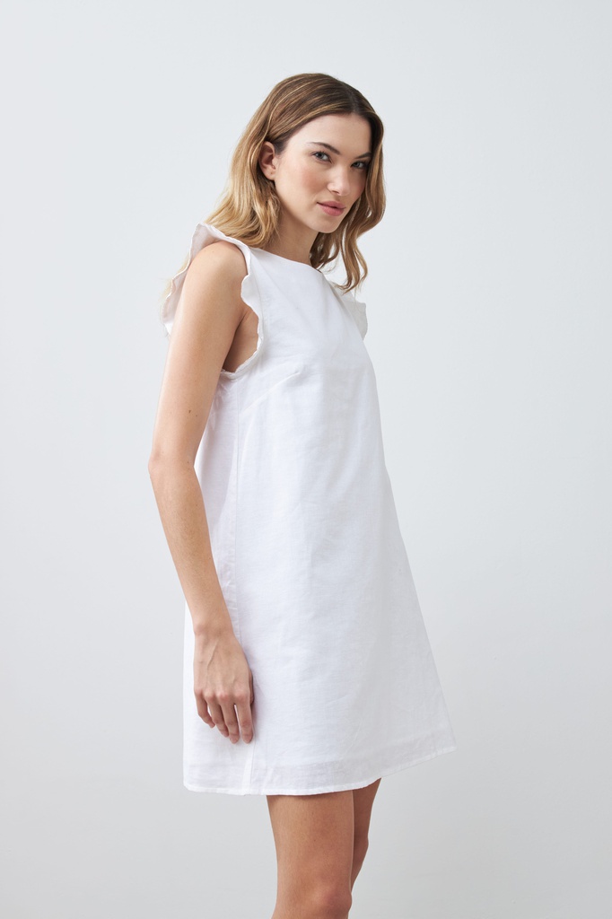 L167GDM8 VESTIDO DE LINO CON VIVO METALICO