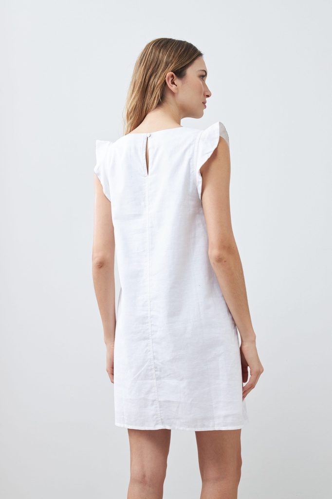 L167GDM8 VESTIDO DE LINO CON VIVO METALICO