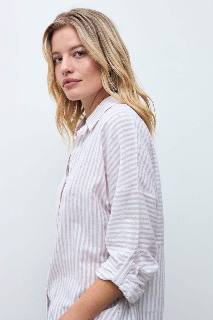 L172GBL8 CAMISA RAYADA CON BRILLOS