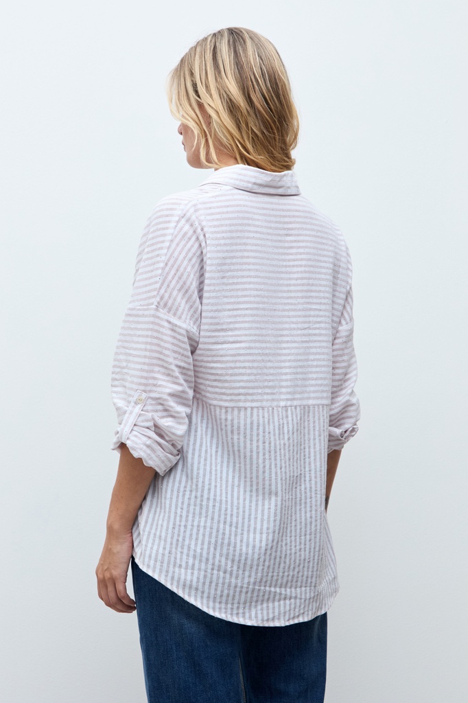 L172GBL8 CAMISA RAYADA CON BRILLOS