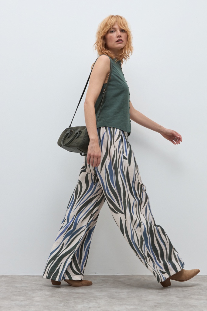 L172GPP12 PANTALON ESTAMPADO WIDE LEG PINZADO