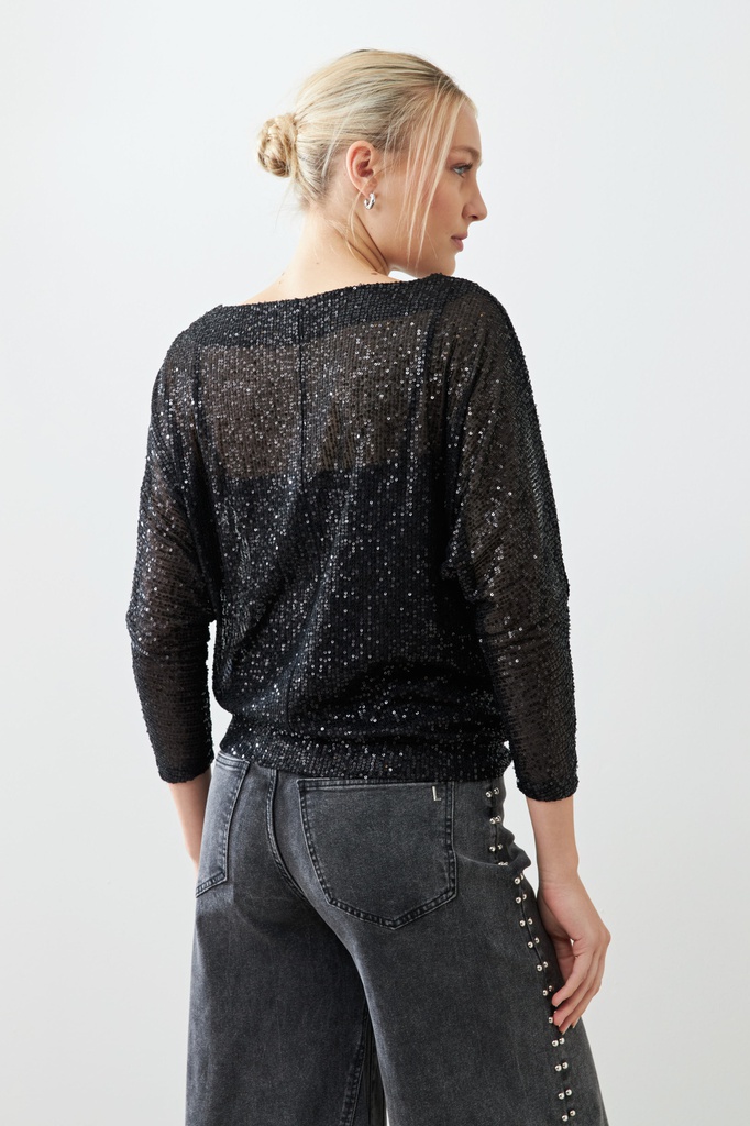 L165GBL4 BLUSA LENTEJUELAS MANGA DOLLMAN