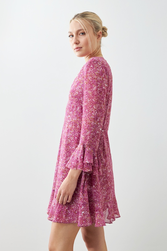 L165GDM4 VESTIDO ESTAMPADO CON VOLADOS