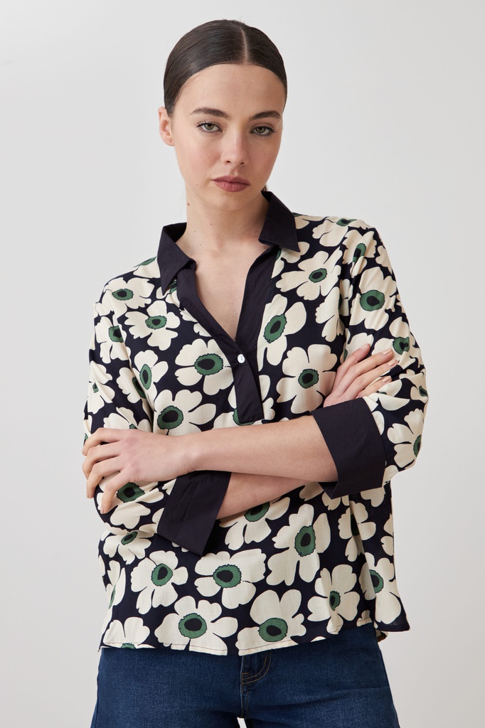 L167GBT10 BLUSA CON ESTAMPA MARGARITAS