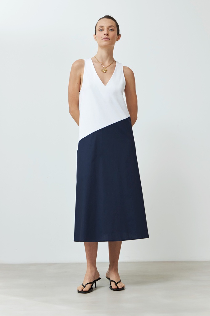 L168GDX11 MAXI VESTIDO BICOLOR