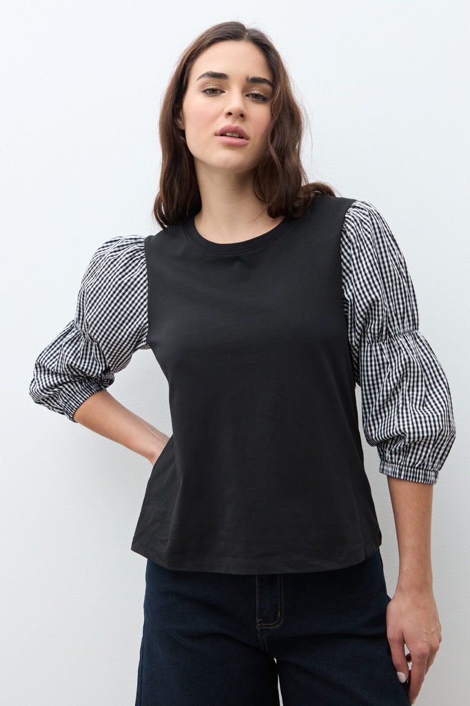 L170GTT1 REMERA CON MANGAS VICHY