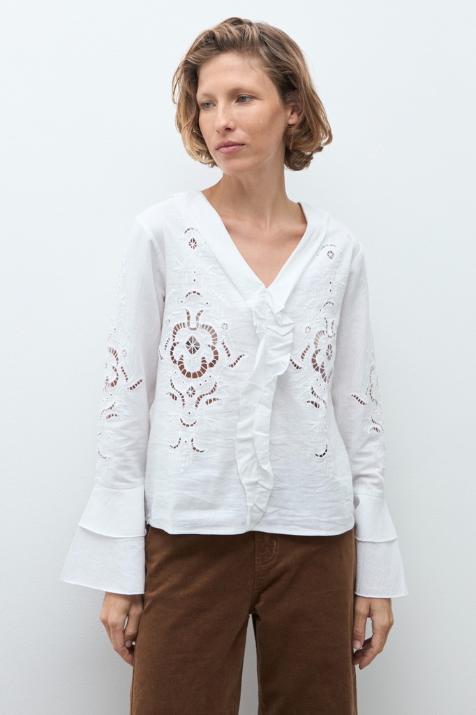 L172GBL1 BLUSA CALADA CON VOLADOS