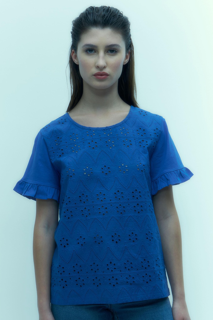 L147GTH3 REMERA ESCOTE BASE CON BRODERIE