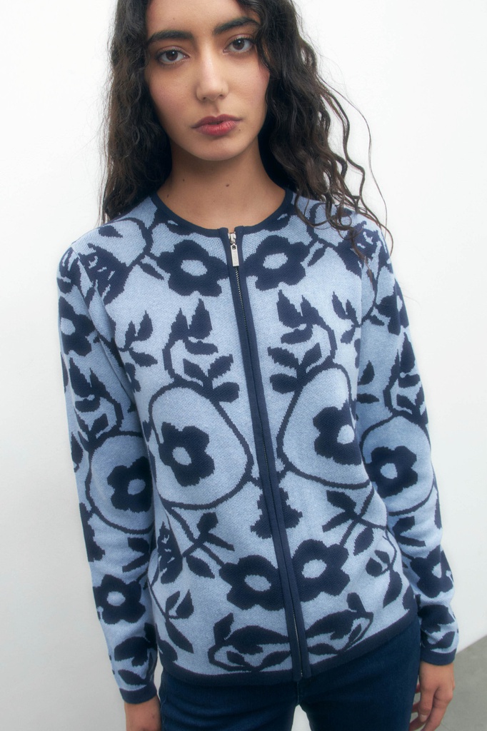 L153GKC2 CHAQUETA TEJIDA FLORAL