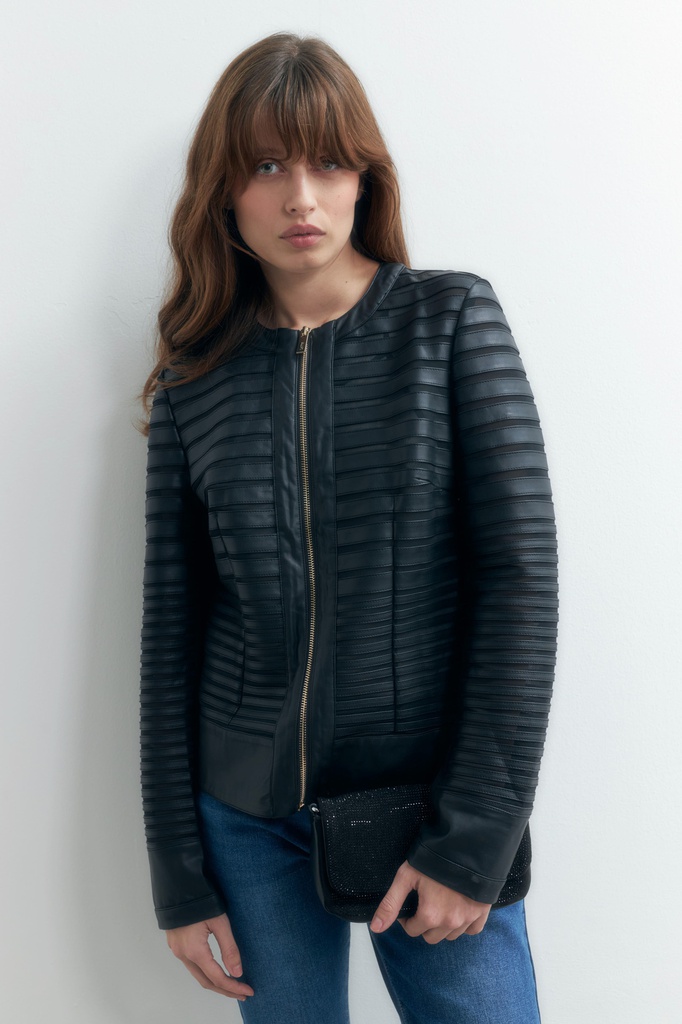 L155GOJ1 CHAQUETA ECO CUERO CON TUL