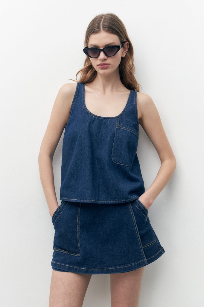 L157GBS4 BLUSA DE JEAN CON BOLSILLO