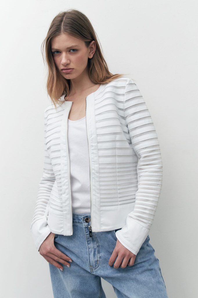 L157GOJ1 CHAQUETA ECO CUERO CON TUL