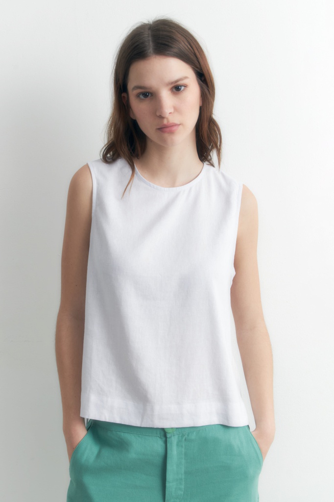 L158GBS7 BLUSA DE LINO LAZOS LATERALES