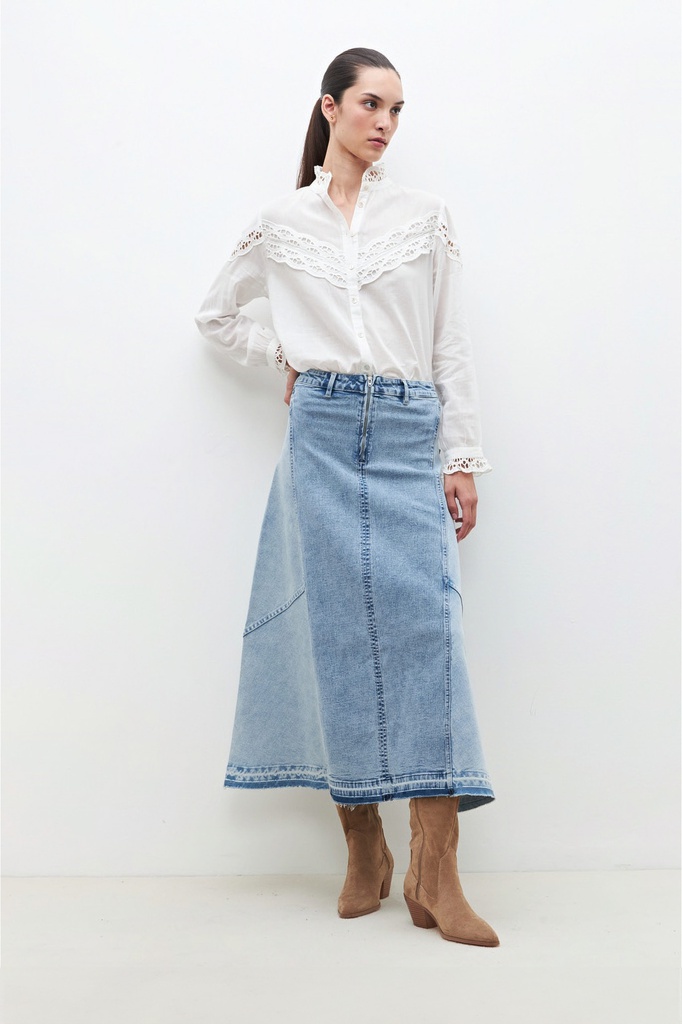 L160GBL10 CAMISA CON PUNTILLA CALADA