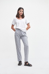 L138GPJ1 PANTALON DE LINO CON CINTA DE LUREX EN LATERALES