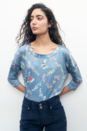 L150GBT1 BLUSA ESTAMPADO ROMBOS FLORALES