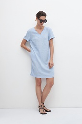 L157GDM12 VESTIDO DE LINO CON VIVO METALIZADO