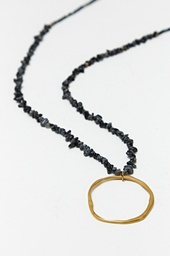 L165AJN5 COLLAR PIEDRAS NATURALES Y DIJE ACERO IRREGULAR