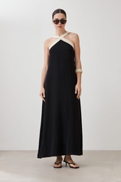 L167GDX5 MAXI VESTIDO ESCOTE HALTER BICOLOR